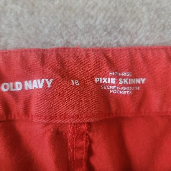 Old Navy Pixie Skinny High Rise Pants Coral Size 18 Women Secret Smooth Pockets - Picture 4 of 4